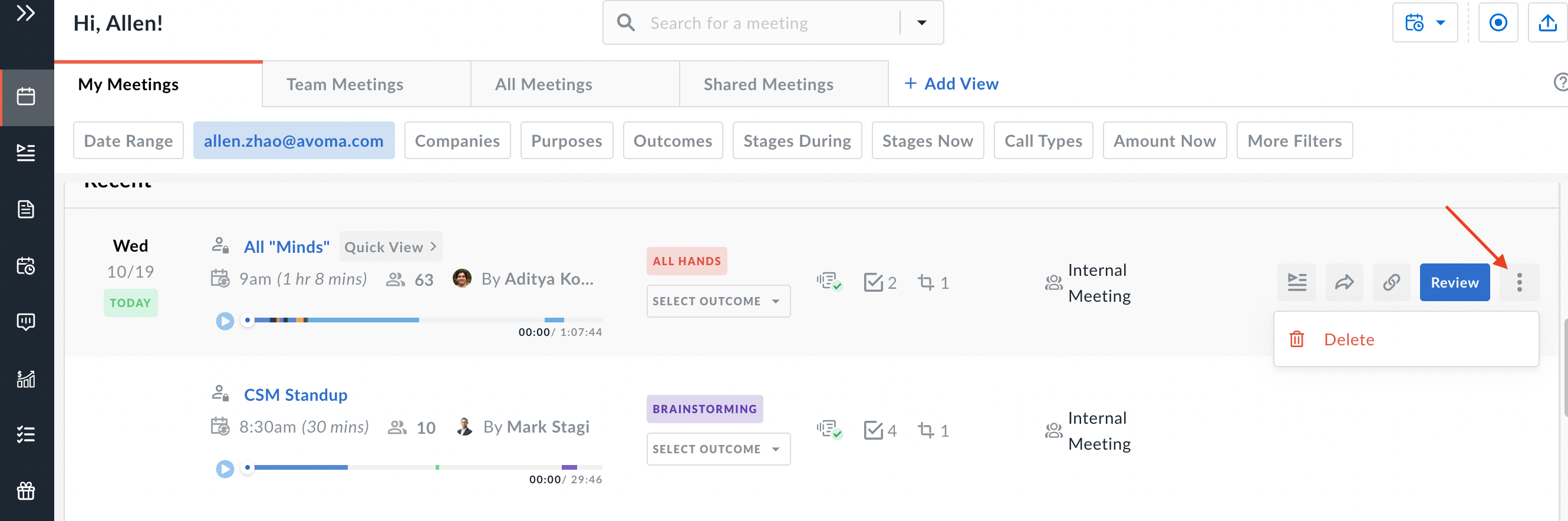 How To Delete A Meeting